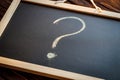 Question mark on a chalkboard. The concept of the unkown about the beginning of the new school year