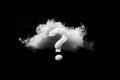 question mark from the clouds on isolated black background. Royalty Free Stock Photo
