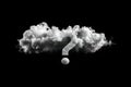 question mark from the clouds on isolated black background. Royalty Free Stock Photo