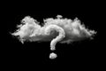 question mark from the clouds on isolated black background. Royalty Free Stock Photo