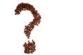 Question mark of coffee beans closeup top view Royalty Free Stock Photo