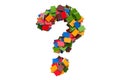 Question mark from colored books. 3D rendering Royalty Free Stock Photo