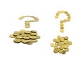 question mark composed of 10 EURO coins. Isolated Royalty Free Stock Photo