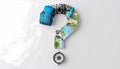 A question mark composed of travel-themed items on a white background. Generative AI Royalty Free Stock Photo