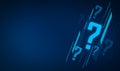 Question mark concept on blue background, digital motion question mark background Royalty Free Stock Photo