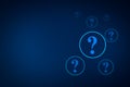 Question mark concept on blue background, digital question mark background Royalty Free Stock Photo