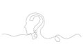 Question mark continuous line drawing with face profile vector illustration Royalty Free Stock Photo