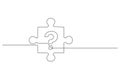 Question mark continuous line drawing in puzzle piece vector illustration Royalty Free Stock Photo