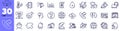 Question mark, Croissant and Clock bell line icons pack. For web app. Vector