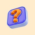 question mark cube badge icon 3d render concept for asking problem Royalty Free Stock Photo