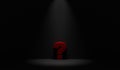 Question mark in dark room 3d render Royalty Free Stock Photo