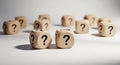 Question mark dice uncertainty risk decision making problem solving choice doubt confusion answer solution quiz exam test knowledg Royalty Free Stock Photo