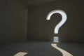 Question mark door in dark room Royalty Free Stock Photo