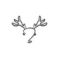 Question mark drawing, deer, antlers vector illustration hand drawn Royalty Free Stock Photo