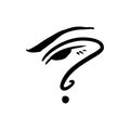 Question mark drawing, japan, eye vector illustration hand drawn