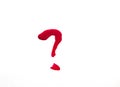 Question mark drawn with red nail Polish, isolated on a white background Royalty Free Stock Photo