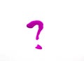 Question mark drawn with red nail Polish, isolated on a white background Royalty Free Stock Photo
