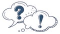 Question mark and exclamation mark bubbles. Inquiry, ideas, communication, curiosity, vector design Generative AI Royalty Free Stock Photo
