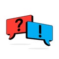 Question mark and exclamation mark icon. online communication and learning concept