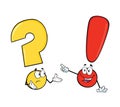 Question Mark And Exclamation Mark Cartoon Characters Royalty Free Stock Photo