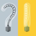 Question mark and exclamation mark lightbulbs Royalty Free Stock Photo