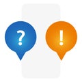 Question mark exclamation point. Dialog, chat speech bubble. Faq concept. Vector illustration. Royalty Free Stock Photo