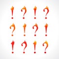 Question mark and exclamation point fire sign concept