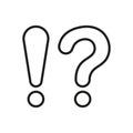 Question Mark and Exclamation Point Line Icon. FAQ, Answer Linear Pictogram. Alert Symbol, Interrogative Warning Sign Royalty Free Stock Photo