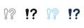 Question Mark and Exclamation Point Line and Silhouette Icon Set. FAQ, Answer Pictogram. Alert Symbol, Interrogative