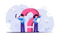 Question mark. FAQ concept. Support staff will help answer your questions. Modern flat illustration for background.