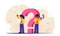 Question mark. FAQ concept. Support staff will help answer your questions. Modern flat illustration for background.