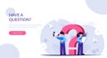 Question mark. FAQ concept. Support staff will help answer your questions. Modern flat illustration for background.