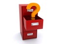 Question mark in filing cabinet