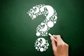 Question mark formed from many question marks, word cloud concept on blackboard Royalty Free Stock Photo