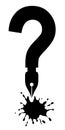 Question mark fountain pen nib ink blot vector graphics illustration Royalty Free Stock Photo