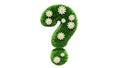 Question mark grass font with flower chamomile isolated on white background. Concept of grassed question symbol. Metaphor for Royalty Free Stock Photo