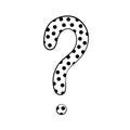 Question mark hand drawn in doodle style, vector illustration. Icon question symbol for print and design. Quiz and Exam