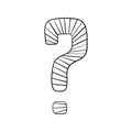 Question mark hand drawn in doodle style, vector illustration. Icon question symbol for print and design. Quiz and Exam