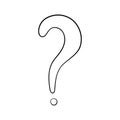 Question mark hand drawn in doodle style, vector illustration. Icon question symbol for print and design. Quiz and Exam