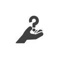 Question mark in a hand vector icon Royalty Free Stock Photo