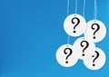 Question mark hanging tags concept