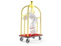 Question mark with hotel luggage cart