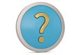 Question mark icon blue glossy round button isolated on white background. 3D illustration Royalty Free Stock Photo