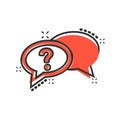 Question mark icon in comic style. Discussion speech bubble vector cartoon illustration pictogram. Question business concept