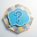 A question mark icon in a 3D speech bubble with a blue and yellow design. vector design Generative AI Royalty Free Stock Photo