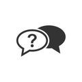 Question mark icon in flat style. Discussion speech bubble vector illustration on white isolated background. Question business co Royalty Free Stock Photo