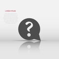 Question mark icon in flat style. Discussion speech bubble vector illustration on white isolated background. Question business Royalty Free Stock Photo