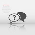 Question mark icon in flat style. Discussion speech bubble vector illustration on white isolated background. Question business Royalty Free Stock Photo