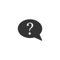 Question mark icon in flat style. Discussion speech bubble vector illustration on white isolated background. Faq business concept Royalty Free Stock Photo