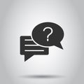 Question mark icon in flat style. Discussion speech bubble vector illustration on white isolated background. Faq business concept Royalty Free Stock Photo